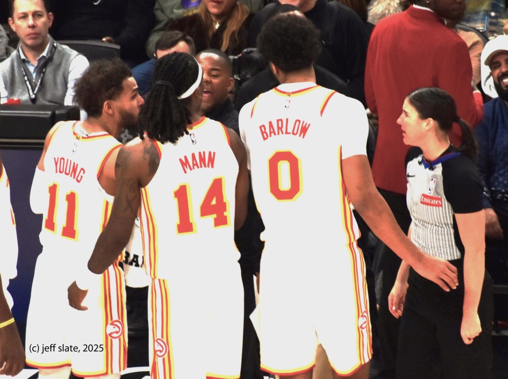 Trae Young is held back, once again, from probably being ejected as the 8th place Hawks fall to the 7th place Orlando Magic at State Farm Arena Thursday night, 114-108. It was not the NBA at its finest. The play was sloppy throughout the game but if the teams did not play particularly well coming off the All-Star game break, the refs had a worse night. Not to play homer, but by any objective standard at least a few of the four fouls called against Trae, all in the fourth quarter, were absurd. Trae has a well deserved reputation as a complainer but this year he is 