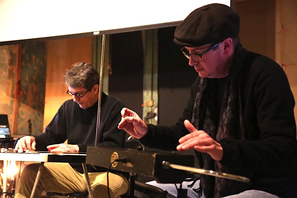 DUET FOR THEREMIN AND LAP STEEL: Scott Burland (right) on theremin and Frank Schultz on lap steel create contemplative ambient soundscapes. DfTaLS will be performing at The Bakery on Sunday, May 12, with Space-Saver and Helton & Bragg.