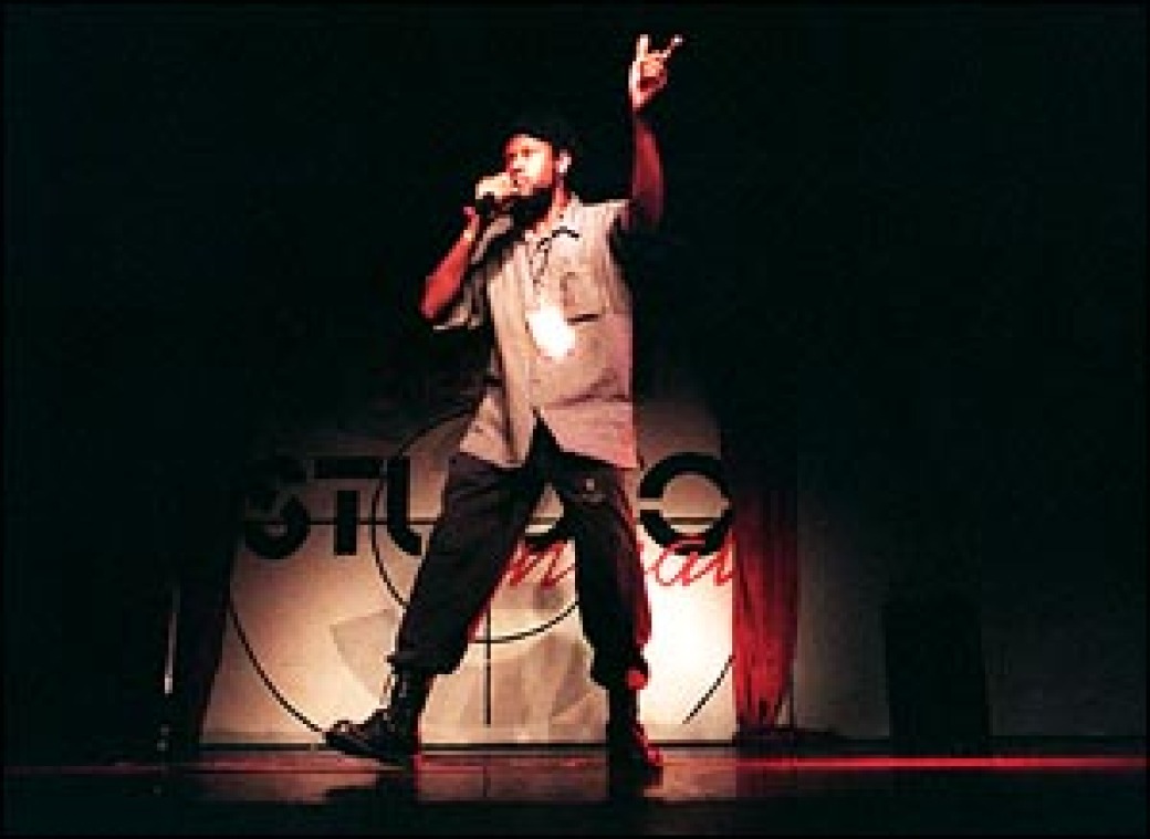 Machet T busts out some conscious rhymes Friday August 11, 2000 at Studio Central.