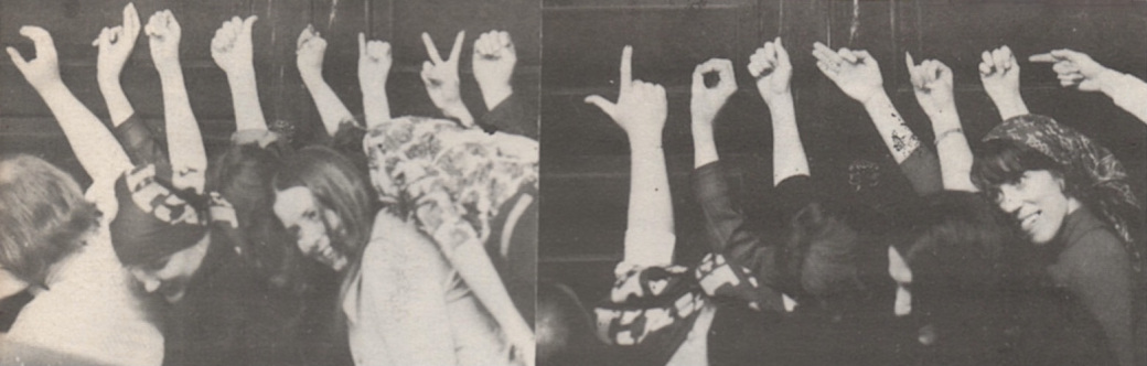 SIGN LANGUAGE: Members of the mid-'80s staff spell out 'Creative Loafing.'