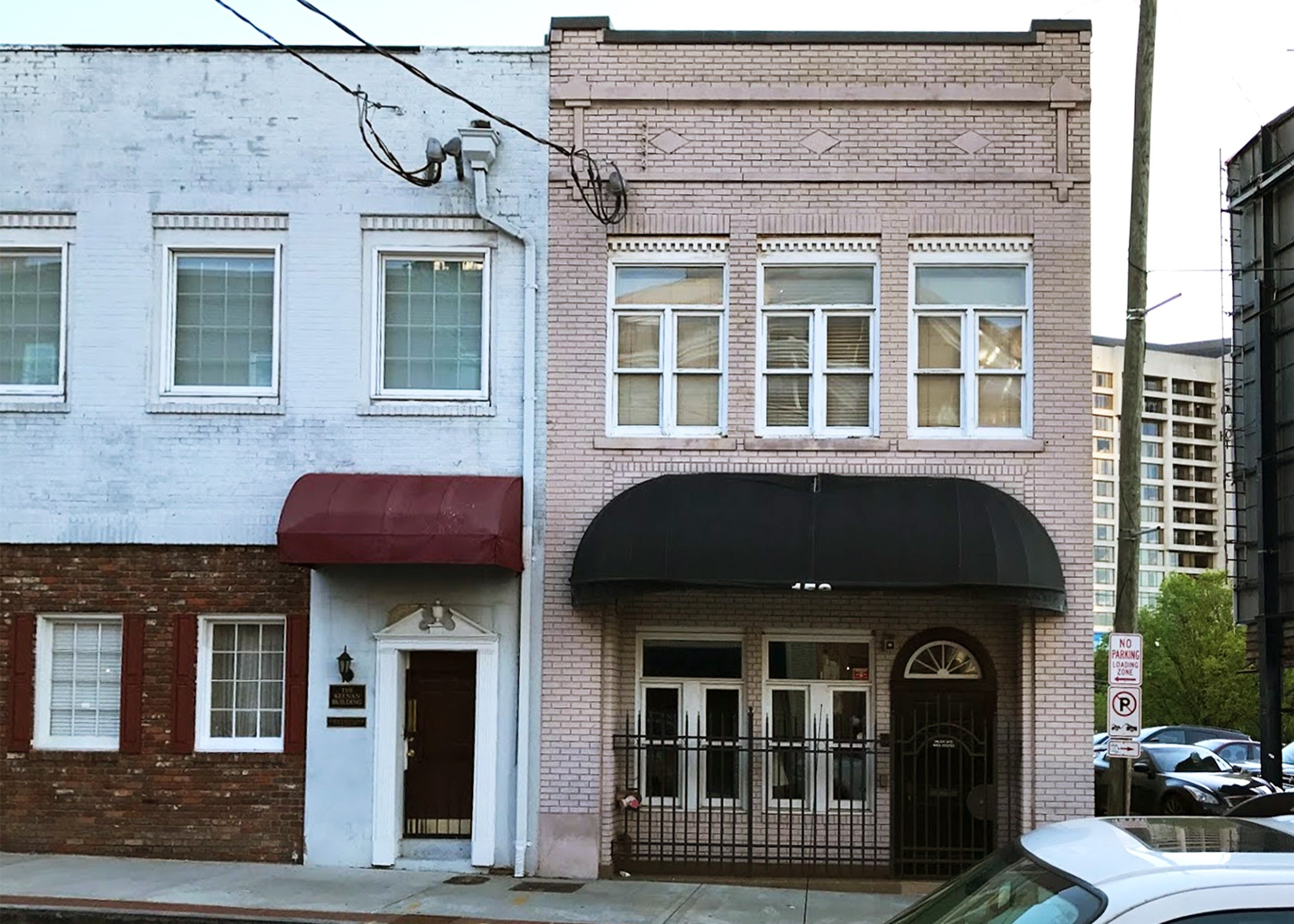 The building on the right, located at 152 Nassau St, is where Okeh Records held its first recording sessions in the South. Photo by Kyle Kessler.