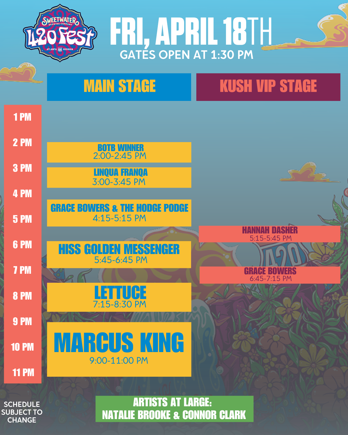 FRIDAY SET TIMES