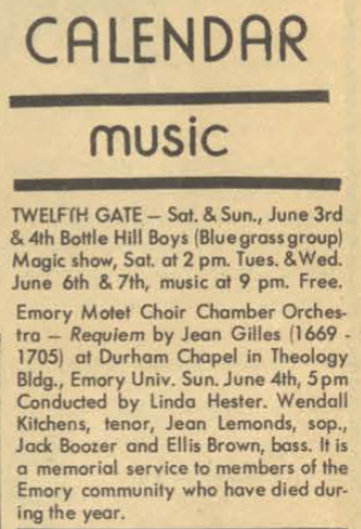 June 6, 1972 Music Calendar