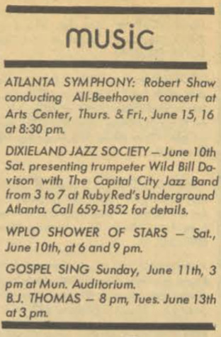 June 10, 1972 Music Calendar
