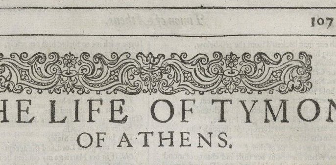 Second Folio Title Page Of Timon Of Athens
