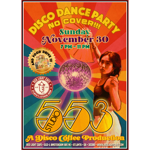 Studio 553 Disco Dance Party Food Drive No Cover Red Light Cafe Atlanta Ga Nov 30 2025 FL V1 SQ