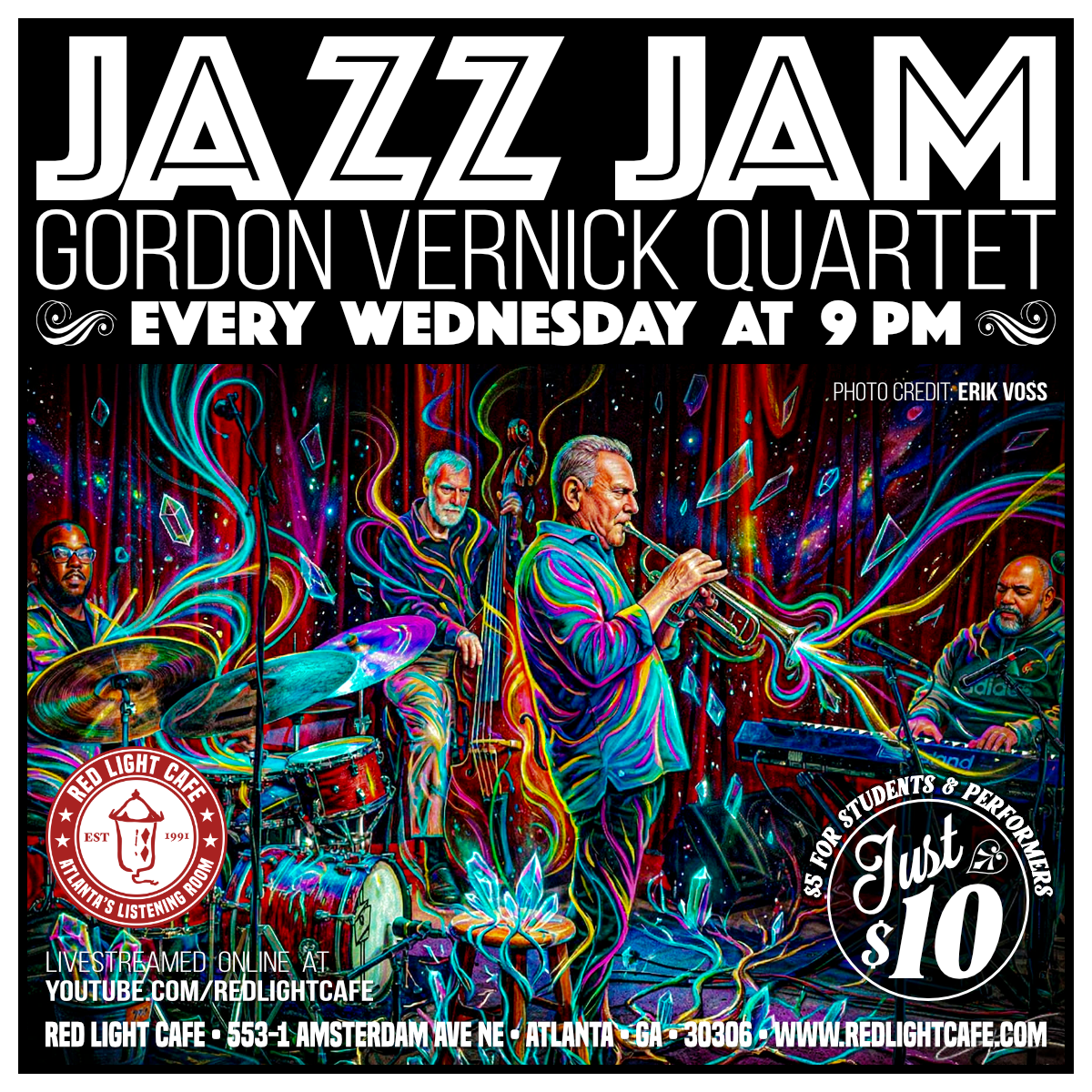 Jazz Jam Gordon Vernick Quartet Wednesdays 9pm Red Light Cafe Atlanta Ga 2026 SQ V1