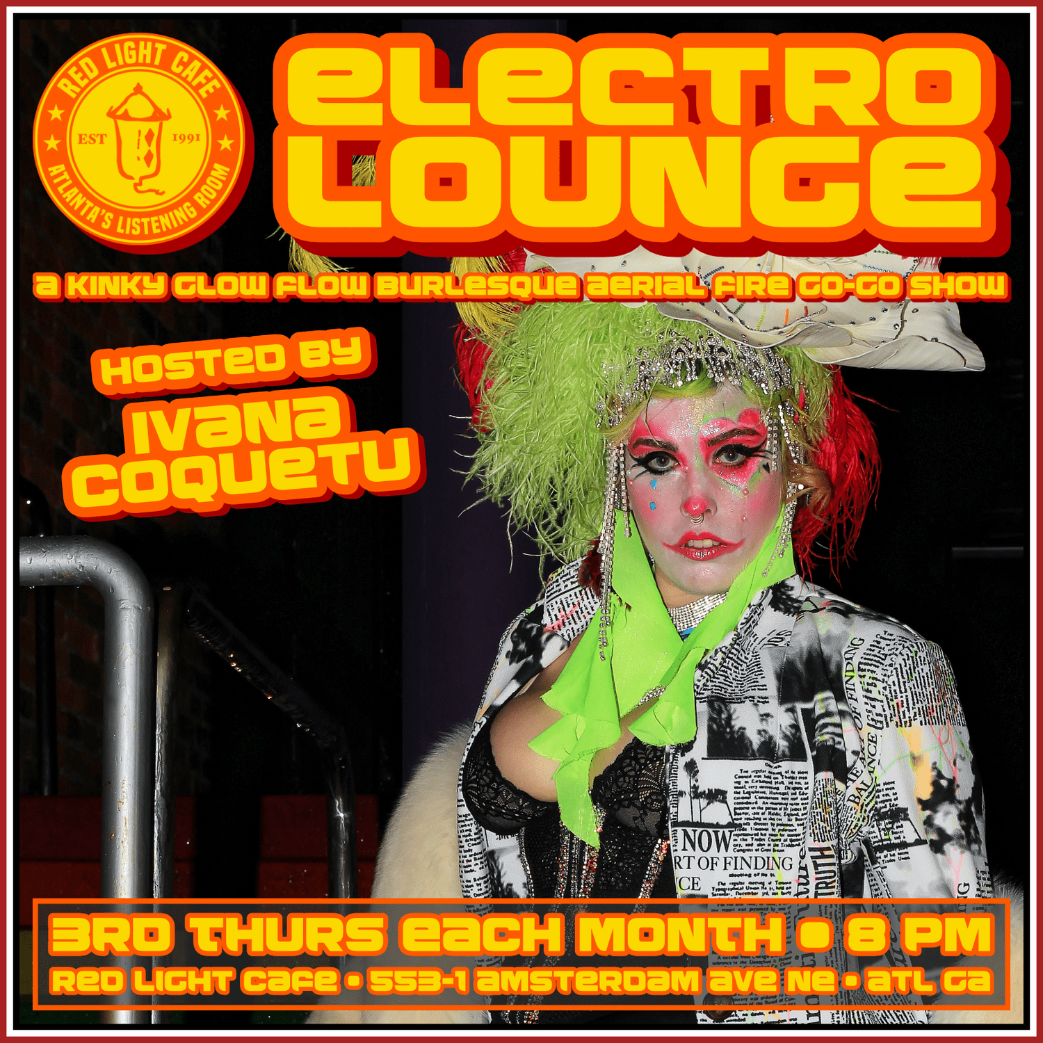 Electro Lounge At Red Light Cafe Atlanta Ga Square BANNER PRINT
