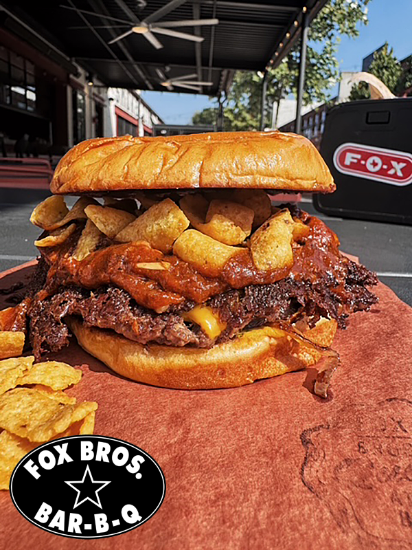 Frito Pie Smash Cheeseburger   Fox Bros Bar B Q — West Side