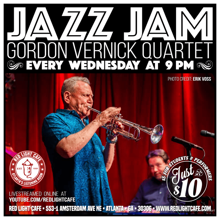 Jazz Jam Gordon Vernick Quartet Wednesdays 9pm Red Light Cafe Atlanta Ga 2026 SQ V2