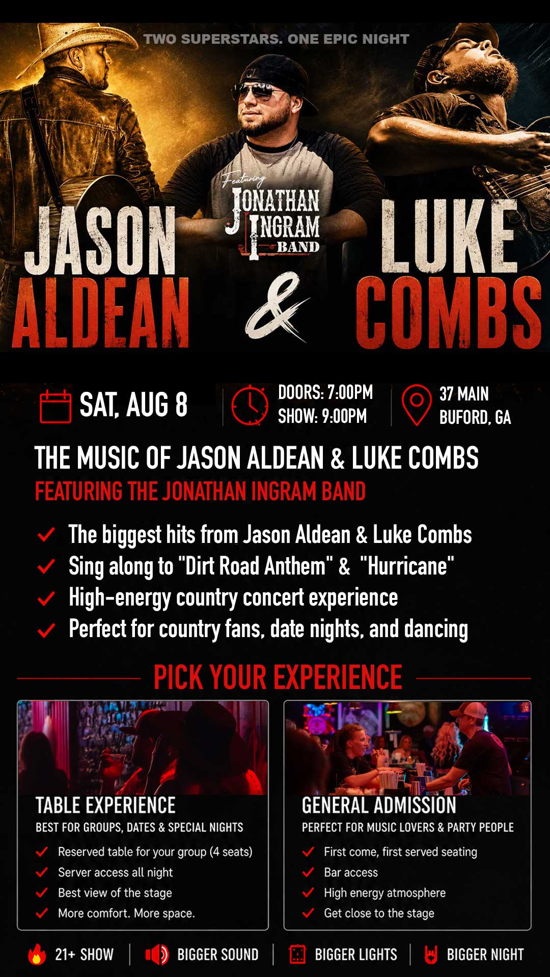 Jason Aldean Luke Combs Country Concert Music Night August 8