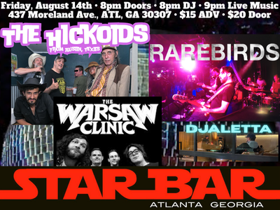 The+Hickoids+Rare+Birds+The+Warsaw+Clinic+DJ+Aletta+8+14+26+Star+Bar+Freshtix+poster
