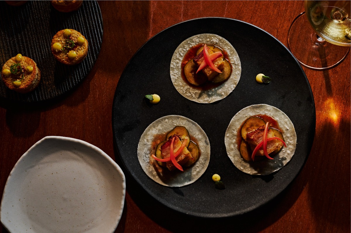 Pork Belly Wrap (with Shrimp Toast Menbosha In Corner).image