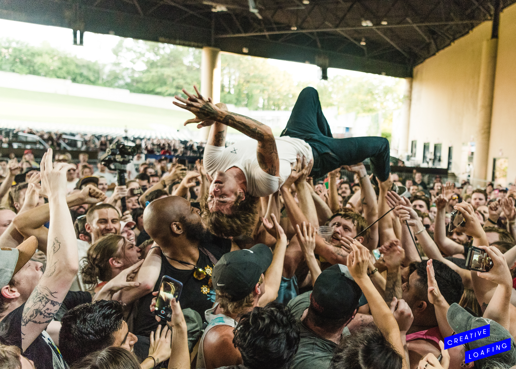 CROWDSURFING COOL: Circa Survive’s Anthony Green lets the crowd have their wave with him. Photo credit: Stephanie Heath
