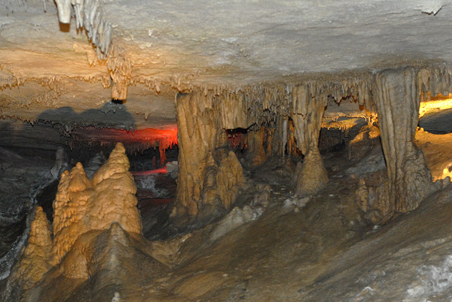 To get to the Volcano Room where the show was held concertgoers walked a half mile through the cave passed beautiful rocks and a small cave lake.