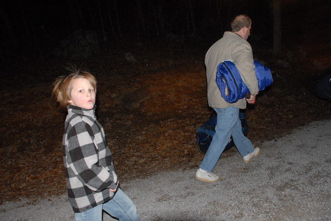 Leaving the show kids and their parents walk passed dazed concert goers. They were entering the cave for an overnight adventure. Cumberland Caverns allows overnight camping in the cave.