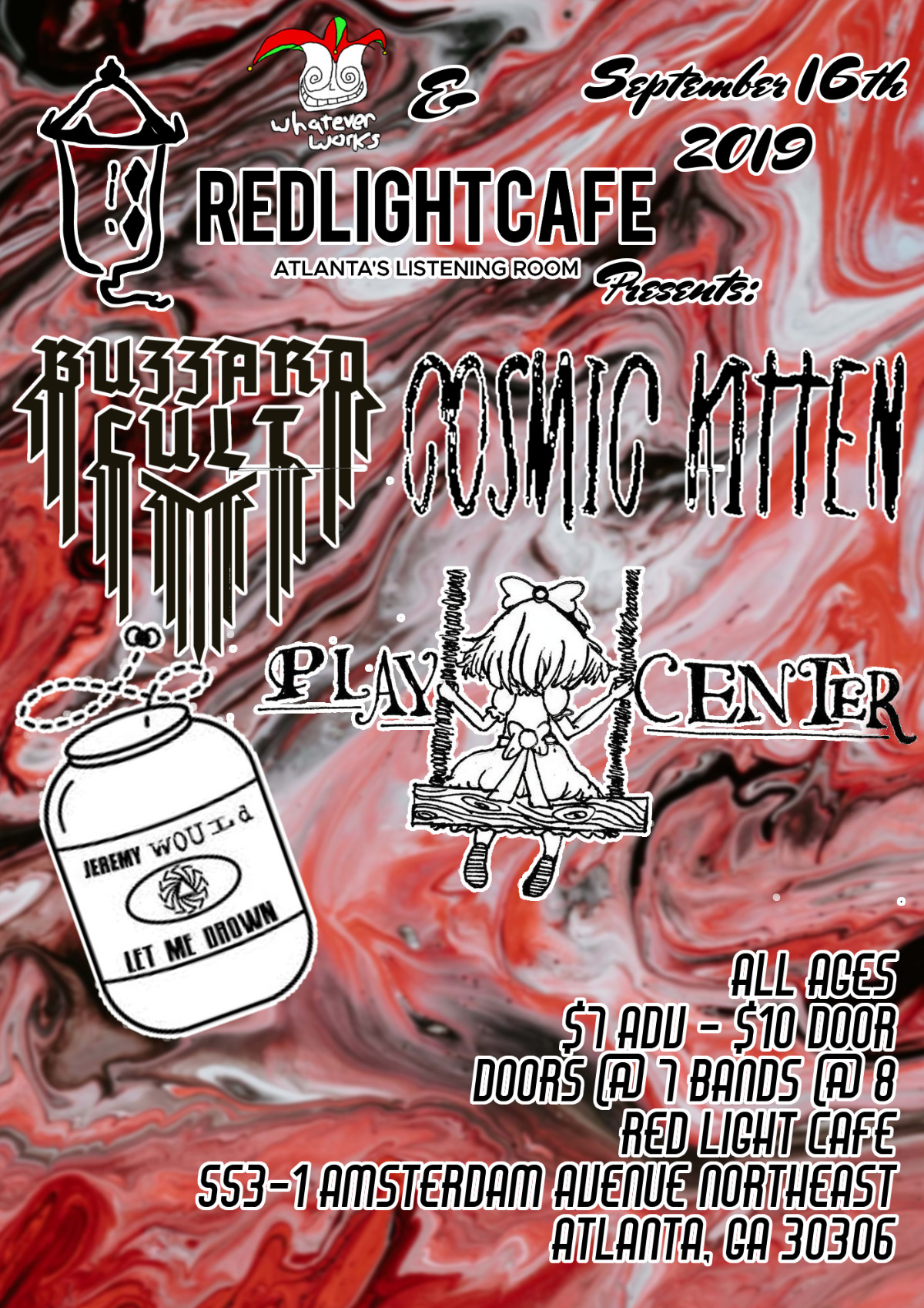 Play Center Jeremy Would Let Me Drown Cosmic Kitten Buzzard Cult At Red Light Cafe Atlanta Ga Sep 16 2019 Poster 1200