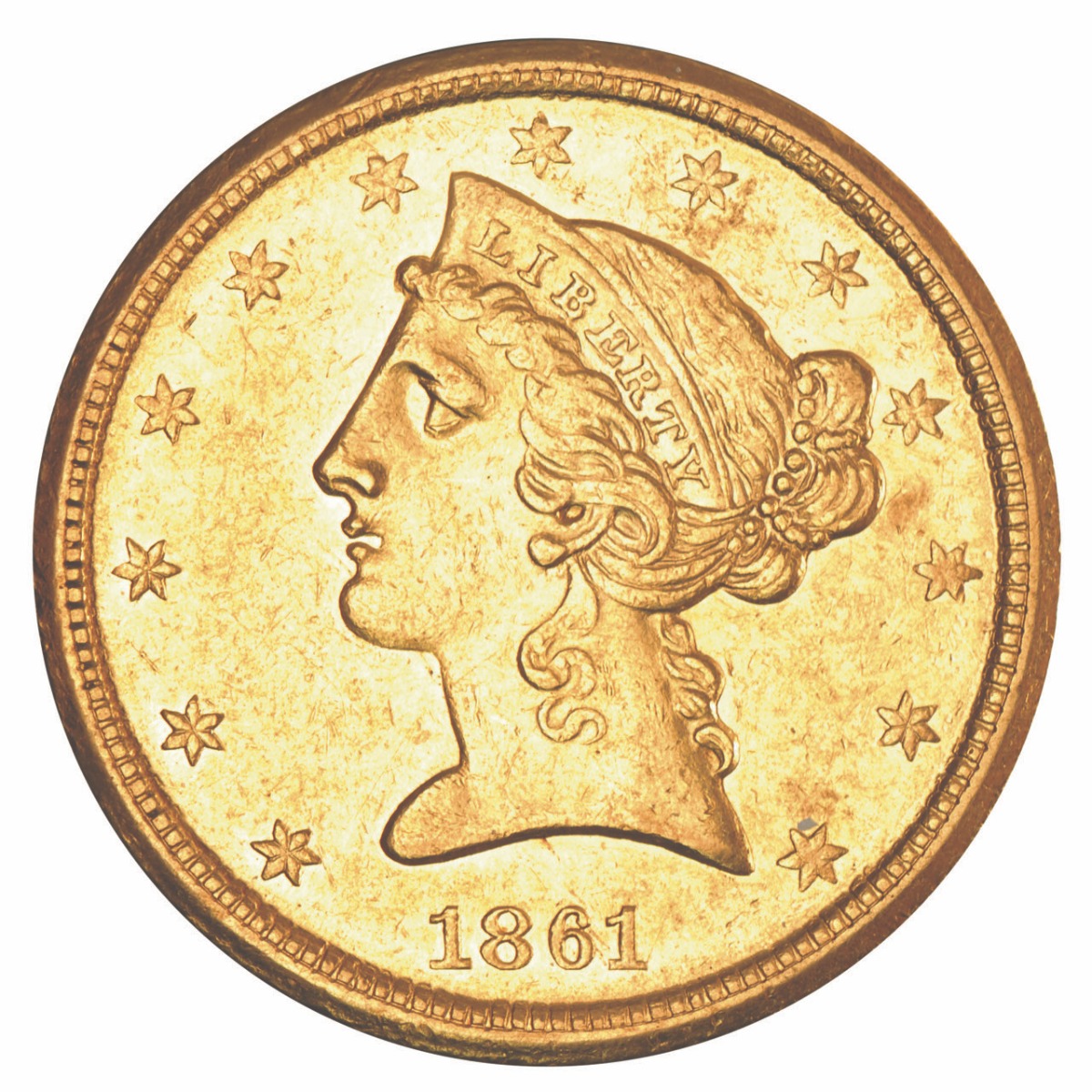 1861 Dahlonega $5 Front