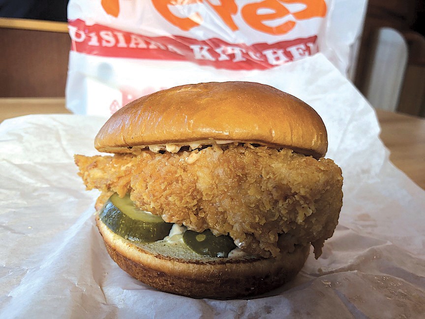 UNSOLICITED ADVICE: The new Popeyes chicken sandwich features a buttery brioche bun that is easily deflated if it remains in the foil wrapping too long. So eat it on the premises. Be further advised that the sandwich induces contemplation and hand-wringing related to race and class in America. Photo credit: Cliff Bostock