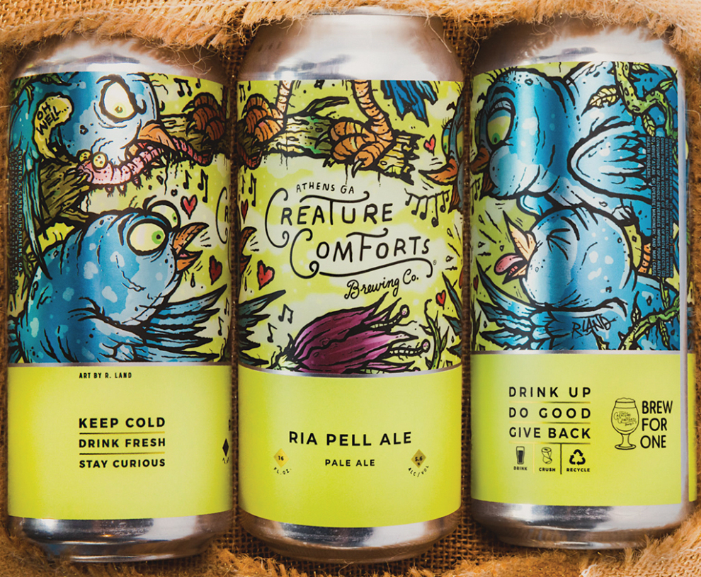 CHEERS, THEN: A six-pack for the late restaurateur Ria Pell, with a portion of the proceeds benefiting the Atlanta Harm Reduction Coalition. Photo credit: Creature Comforts Brewing Co.