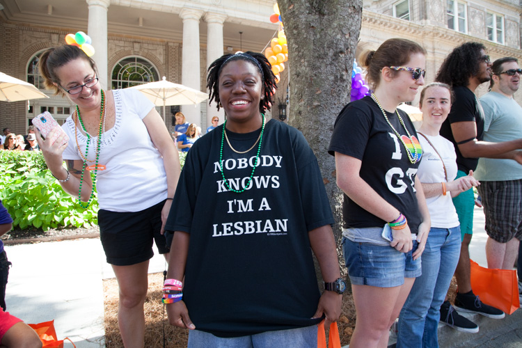 Cookie Frazier shows off her shirt.