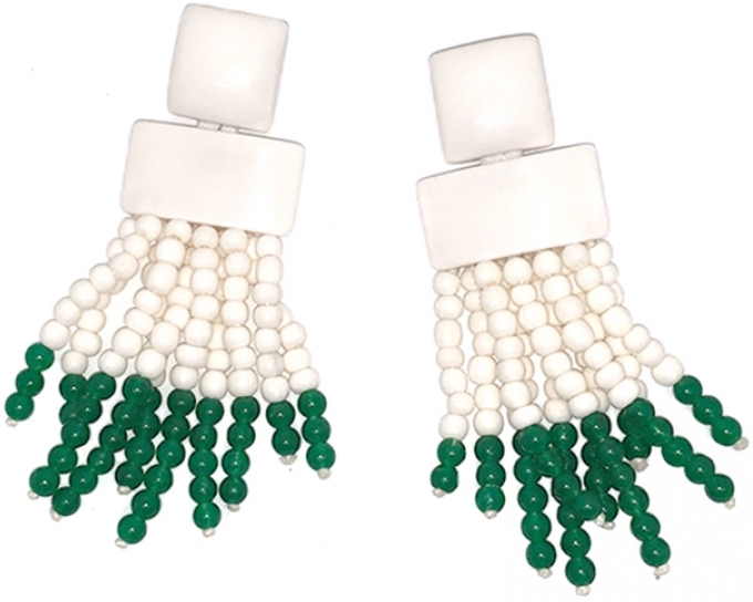 Bone And Jade Earrings