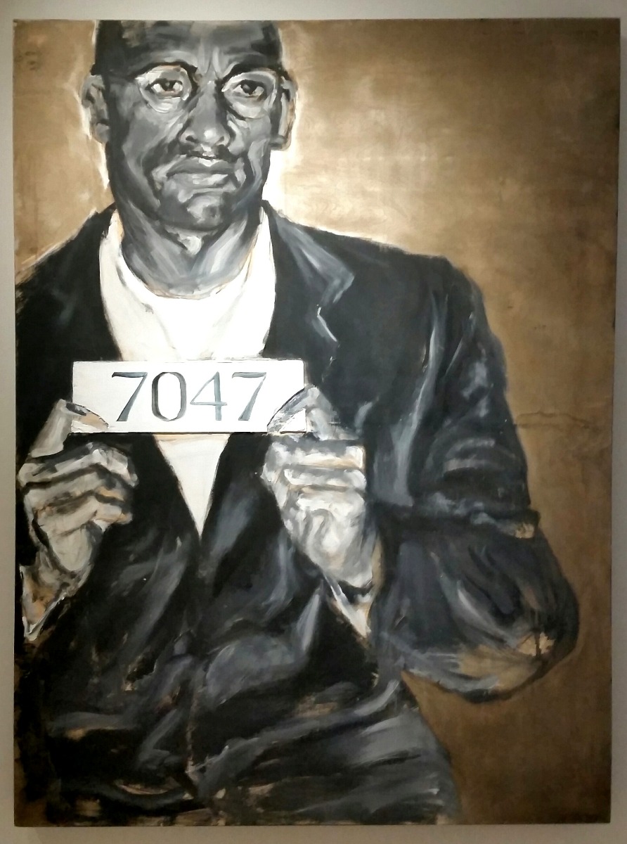 Bruce Johnson 7047 BOOKER T HOLMES Panel Charcoal Bolts Acrylic  Oil  Encaustic  Ferrous Sulfate  Vinegar 79inch X  59inch