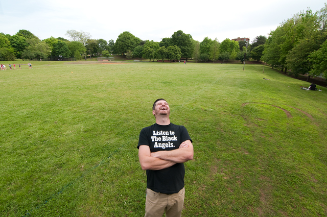 WHO LAUGHS LAST? Tim Sweetwood stands in Central Park where he hopes to attract 30,000 people a day with the third edition of his Shaky Knees Festival. Photo by Joeff Davis