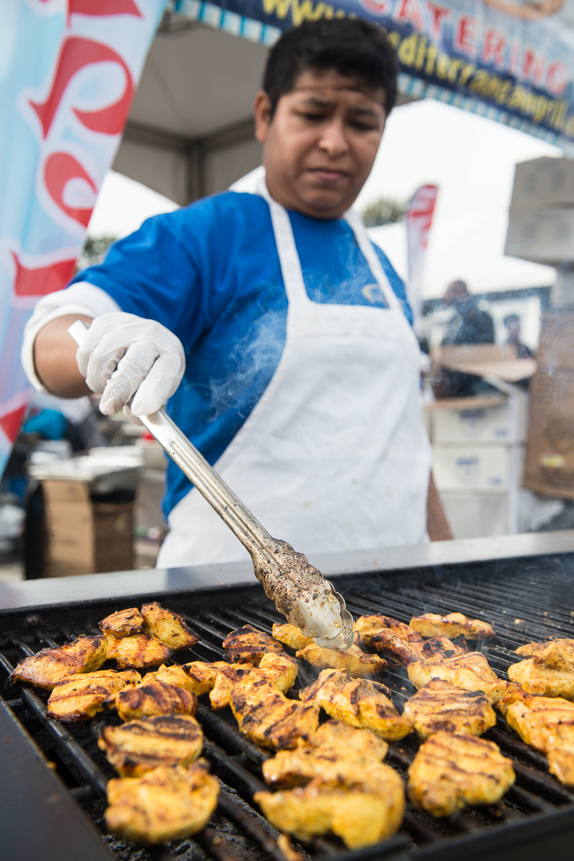 Cooking Chicken For The Chicken Kabobs At Mediterian Grill 0001