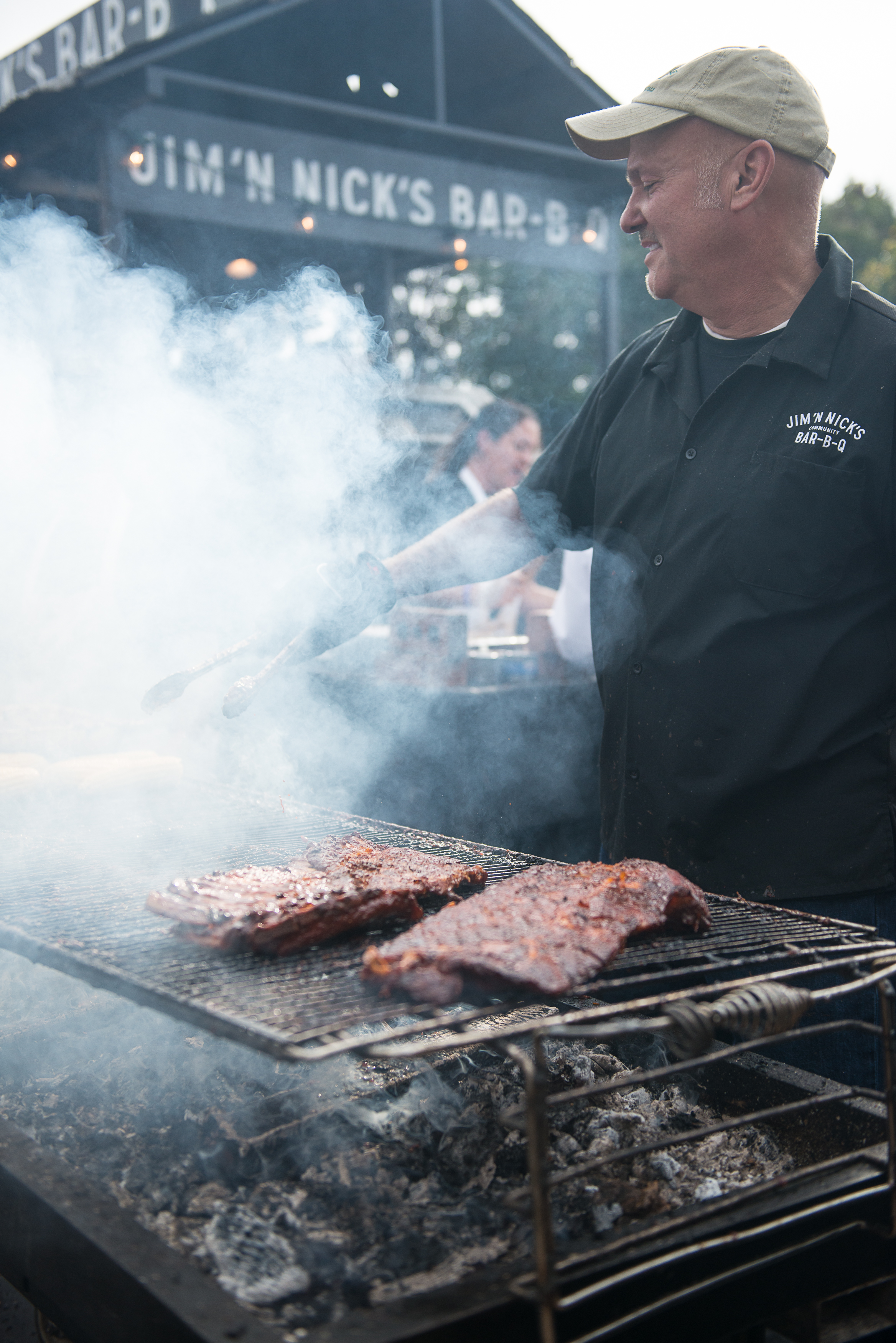 Cooking Ribs At Jim And Nick's  0002