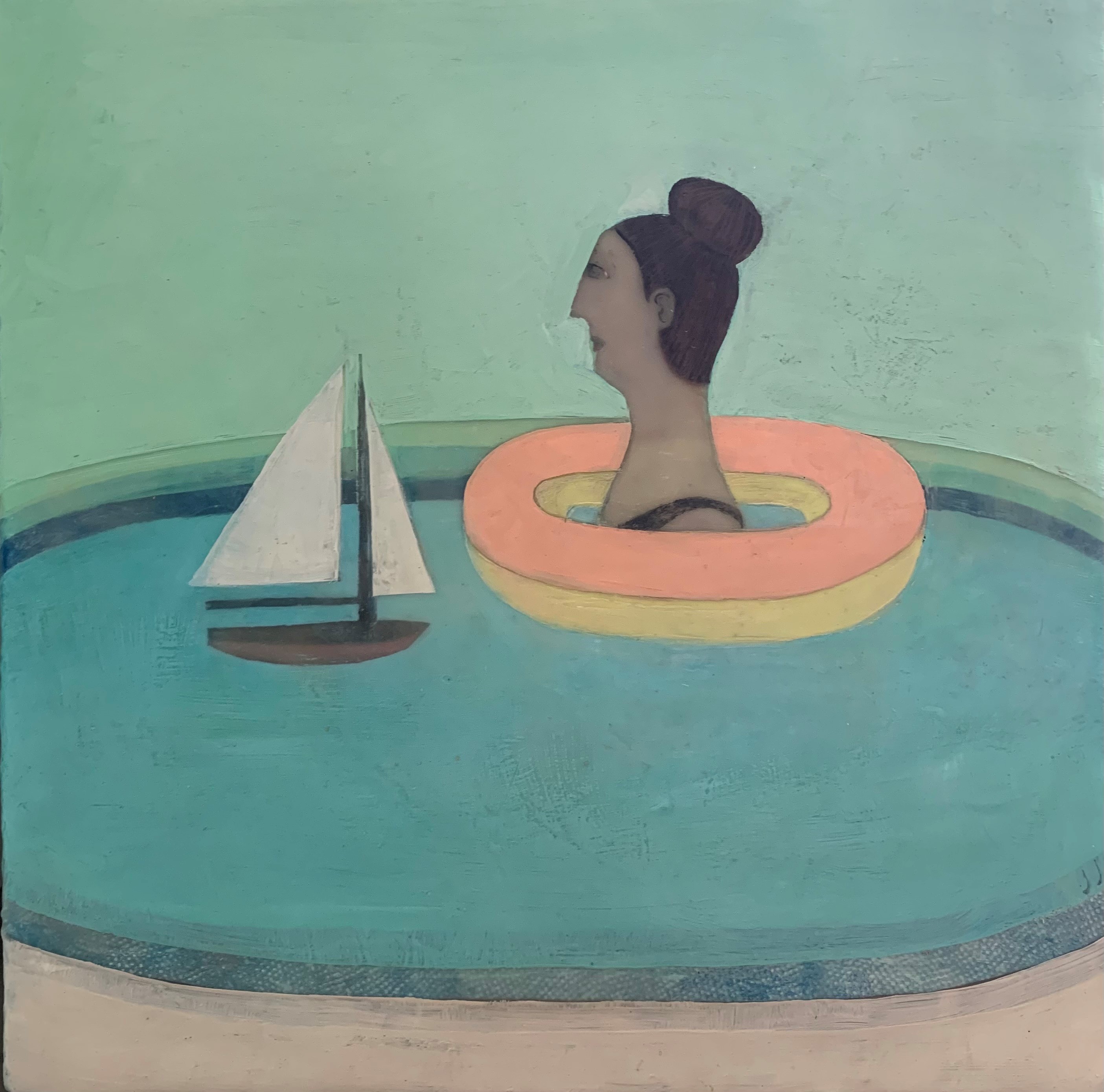 Jeni Stallings Float, Oil And Wax On Panel 16 X 16 Inches