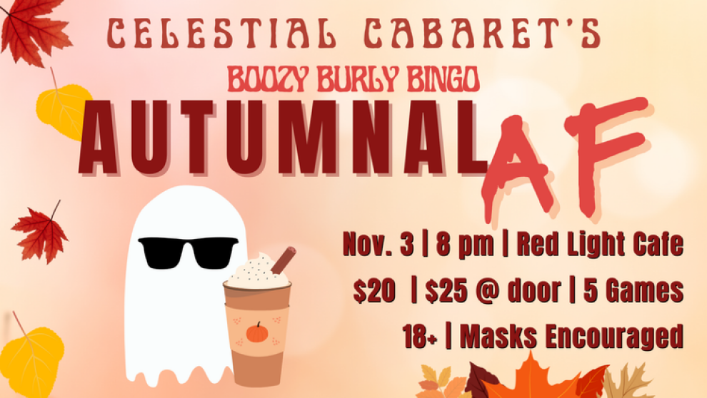 Boozy Burly Bingo Autumnal Af A Burlesque Variety Game Show At Red Light Cafe Atlanta Ga Nov 3 2022 Banner