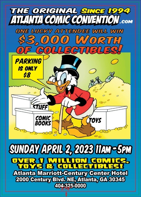 ATLANTA COMIC CONVENTION APRIL 2, 2023 BACK POSTCARD