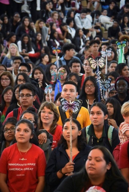 WE STAND TOGETHER: Latino Community Fund co-hosts a butterlfy-making party the day before the rally (6/29). PHOTO CREDIT: Artist Yehimi Cambron