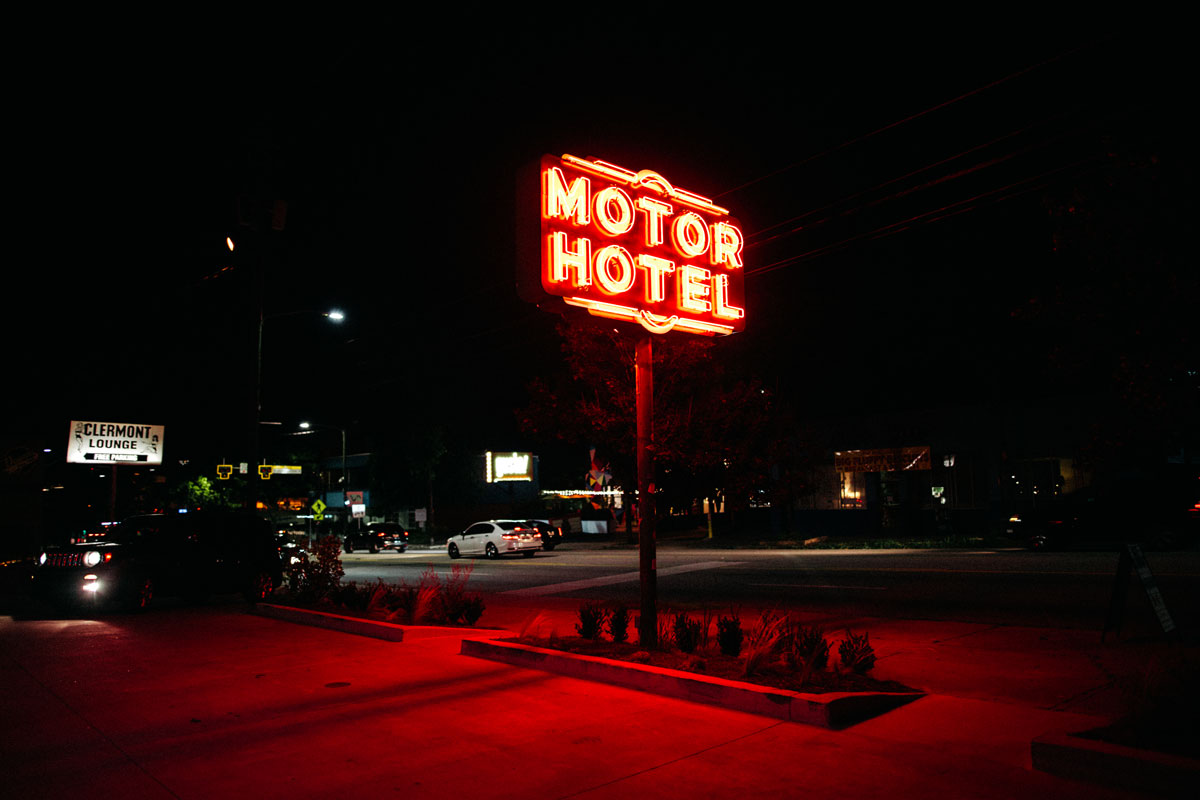 Hotel Clermont Old Sign At Night
