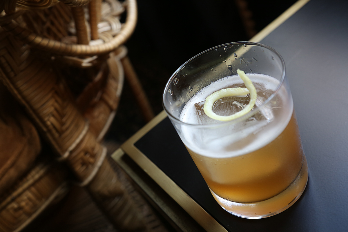Twigg & Carries: Old Overholt rye whiskey, mesquite tea, lemon juice, maple syrup, barrel-aged Havana & Hide bitters. Photo credit: Brandon English.