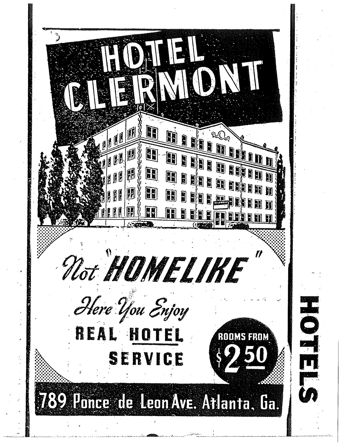 Clermont Hotel Vintage Flyer