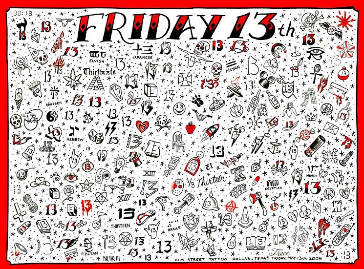 Denton tattoo shops offering Friday the 13th deals on flash designs, Denton