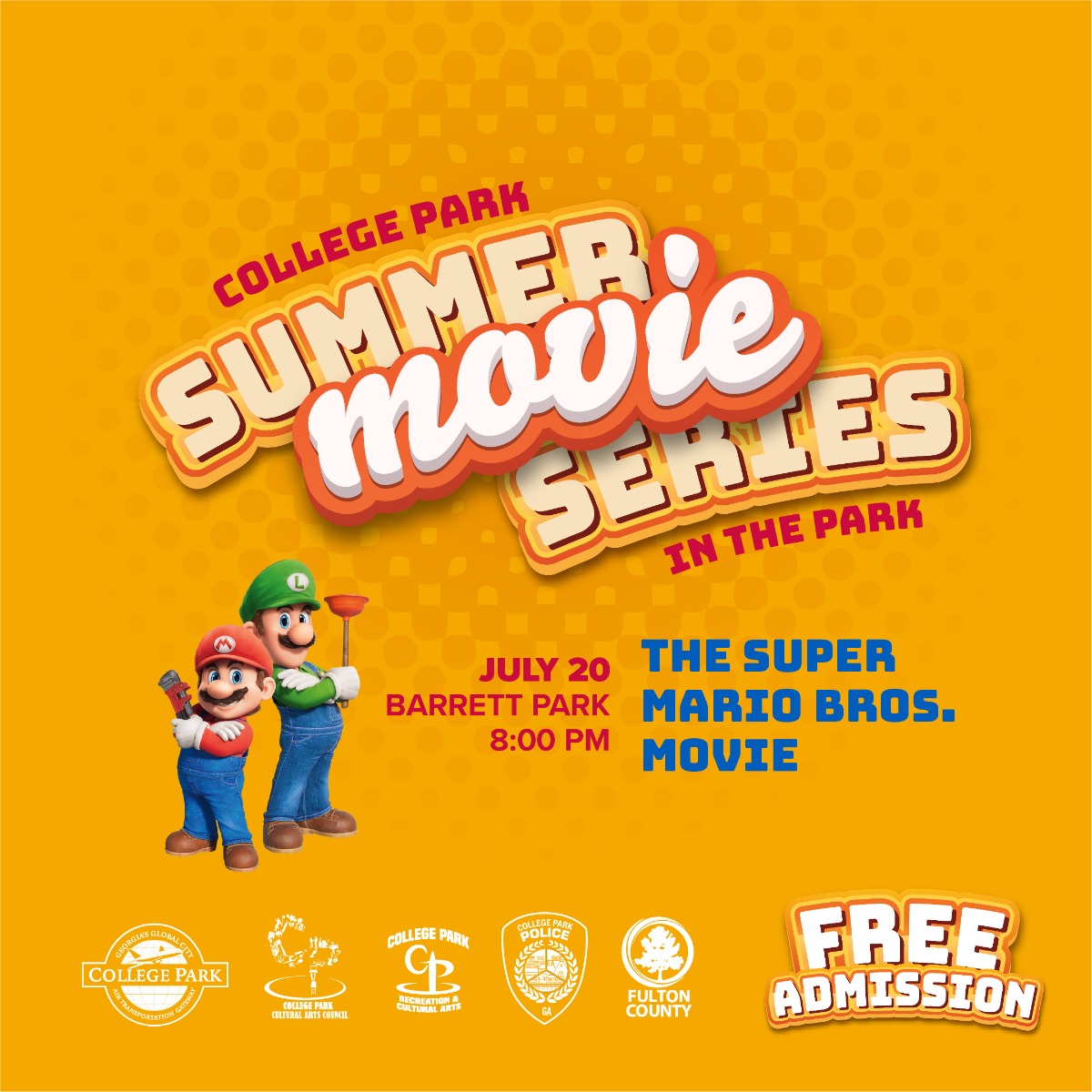 Summer Movie Series in the Park — “The Super Mario Bros. Movie” — College  Park Recreation and Cultural Arts