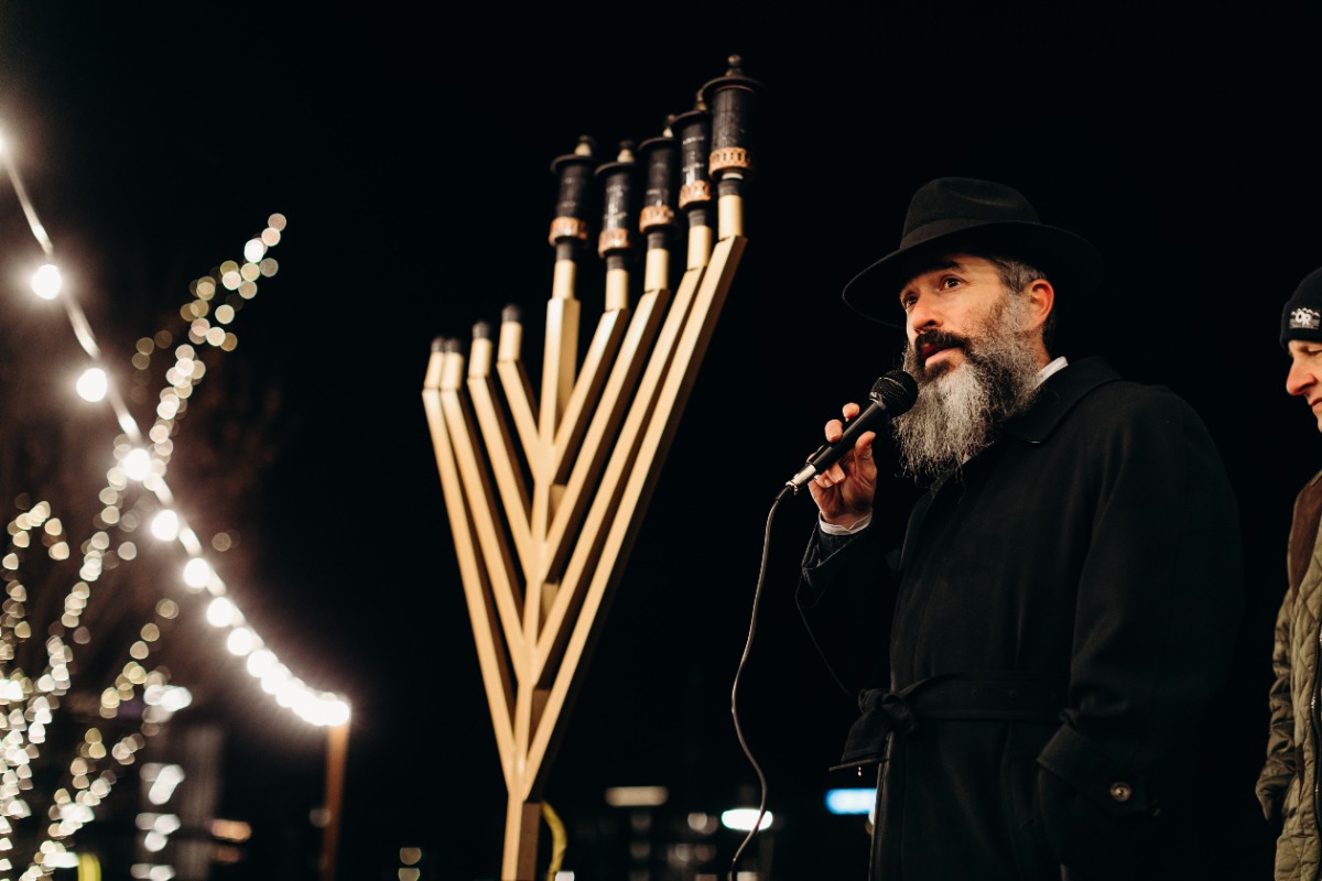 Menorah Lighting Ceremony Photo Courtesy Of Jamestown Photo Taken Prior To COVID 19