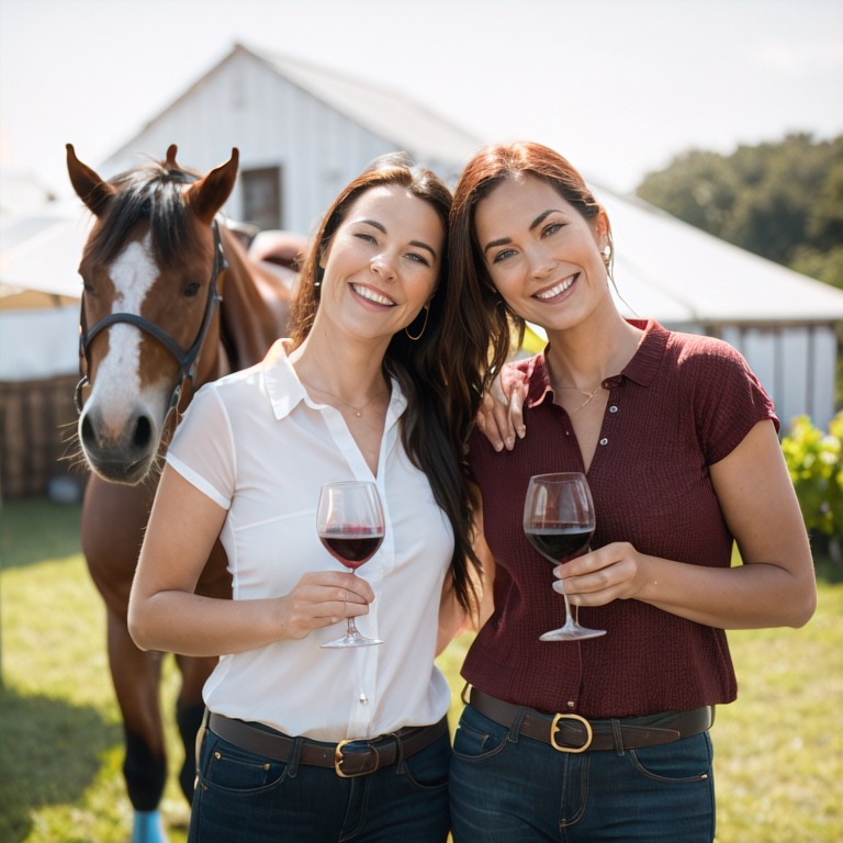 Women With Horse By Barn