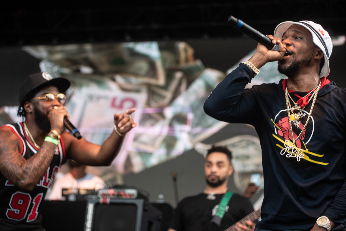 Curren$y and Big Krit on stage at the Georgia Freight Depot for A3C 2018. Photo by Mike White.