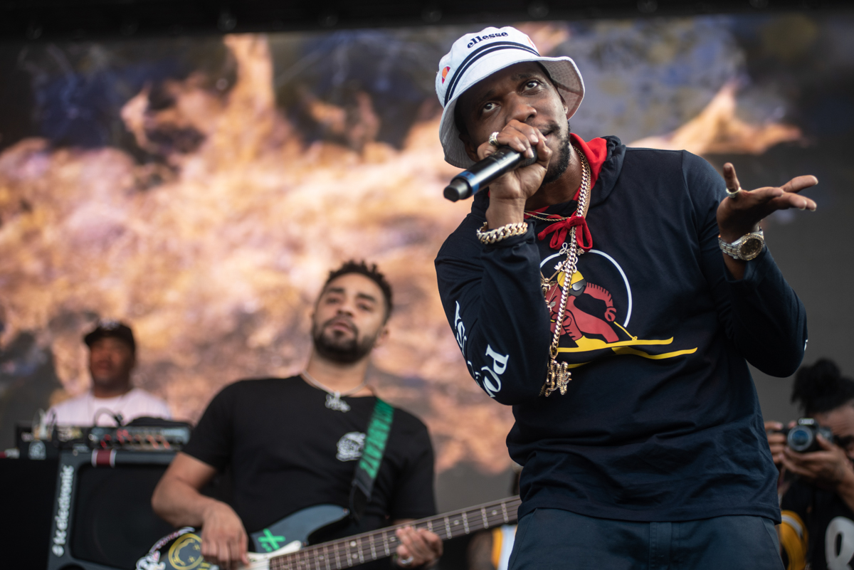 Curren$y on stage at the Georgia Freight Depot for A3C 2018. Photo by Mike White.
